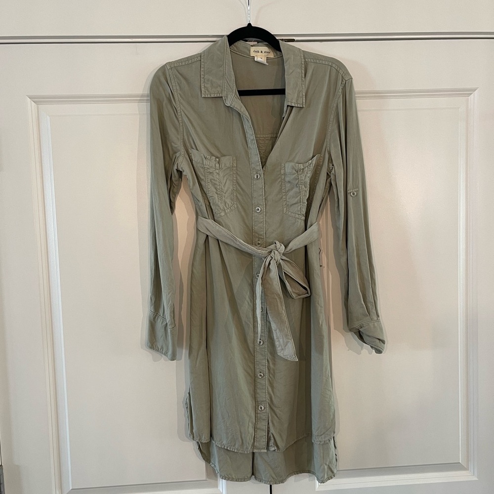 Anthropologie Green Cargo Dress Size Medium